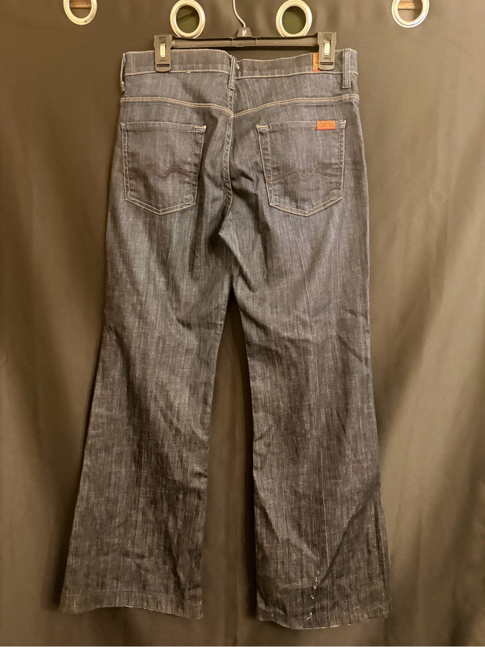 7 For All Mankind Ginger Dark Wash Wide Leg Flare Jeans Size 30 - Picture 6 of 6